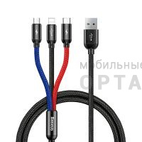 Кабель 3в1 USB For M+L+T Baseus Three Primary Colors 3.5A 30CM Black Кабель 3в1 USB For M+L+T Baseus Three Primary Colors 3.5A 30CM Black