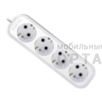 Удлинитель DEFENDER R340 4 гнезда, 3 метра, 16А/3500Вт, с заземлением, ПВС 3х1,0мм, белый (1/40)